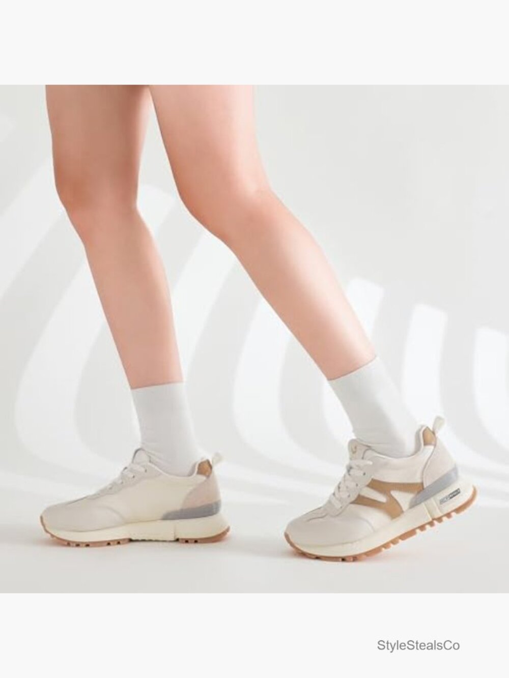 Womens Genuine Leather Suede Patchwork Casual Lace Up Non-Slip Walking Shoes - Picture 3 of 7